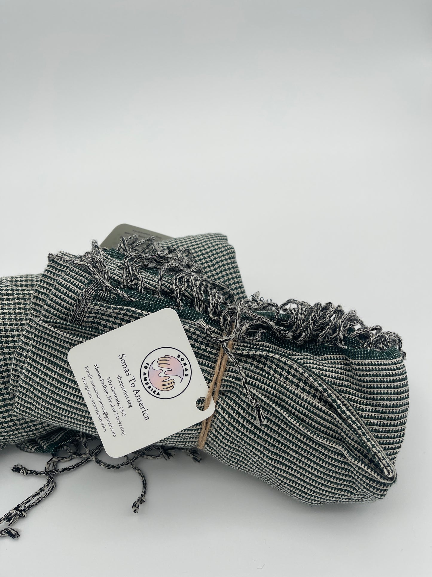 Thin Forest green Stripped Scarf