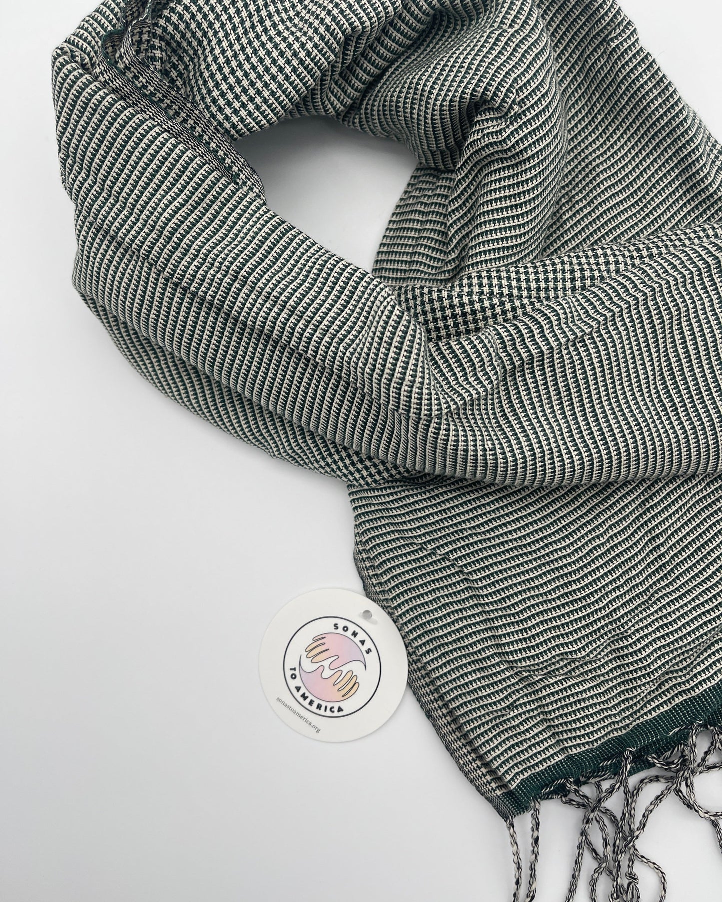 Thin Forest green Stripped Scarf