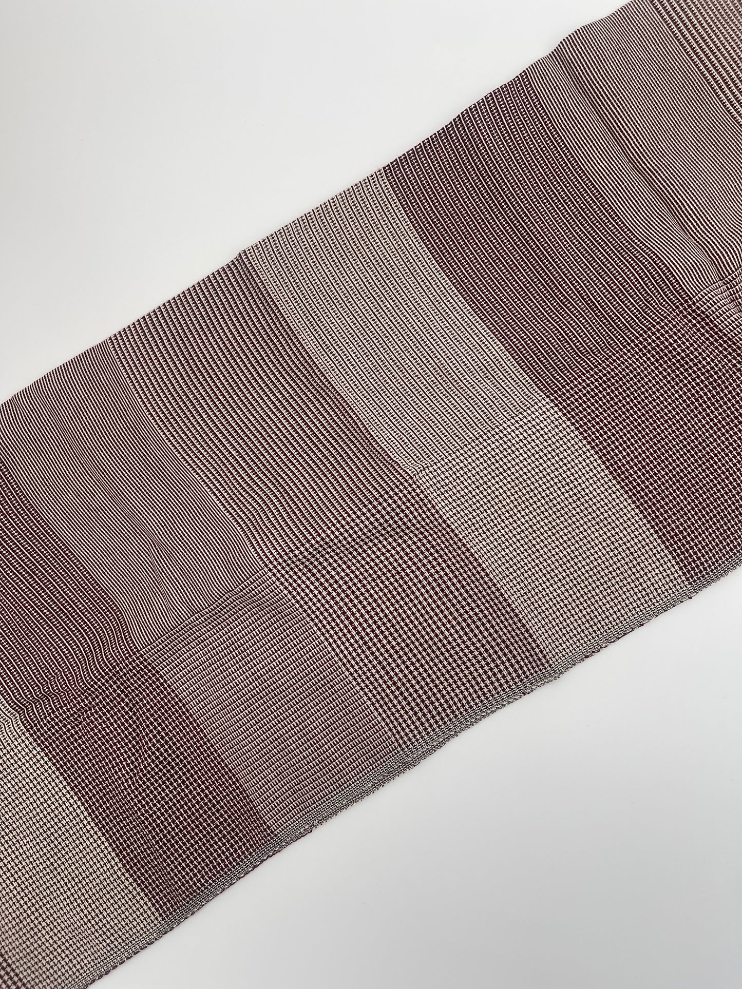 Maroon Red Handwoven Scarf with Stripes & Checkered Pattern