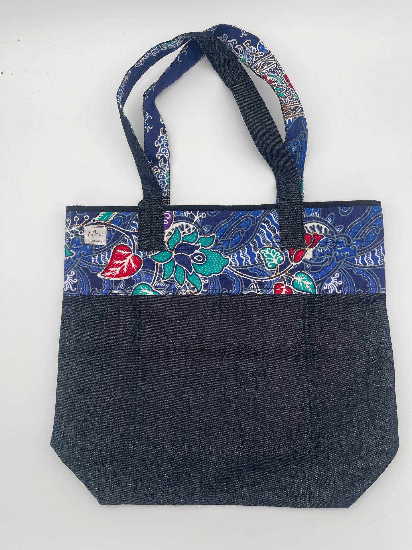 Patterned Top Denim Tote