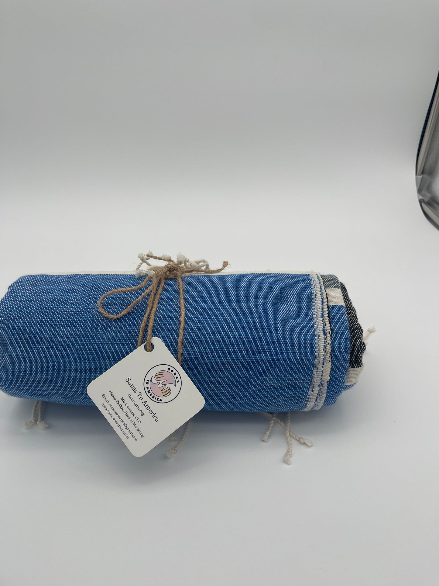 Thick Blue and Gray beach Blanket