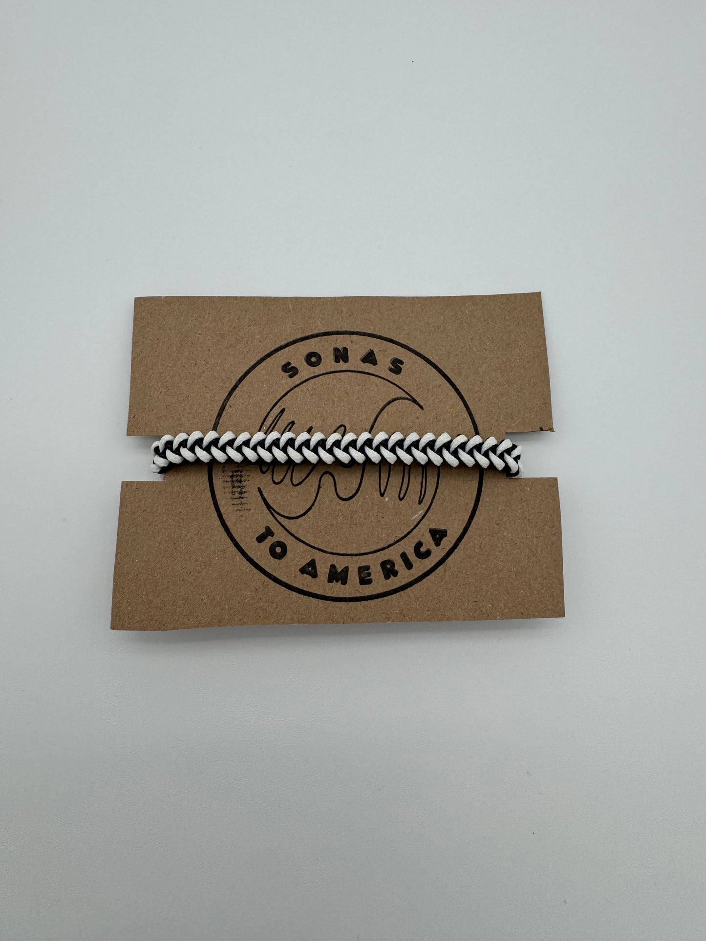 White and Black Braided Bracelet