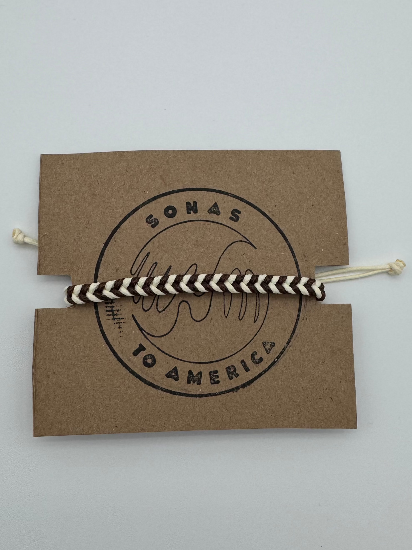 Off White and Brown Braided Bracelet