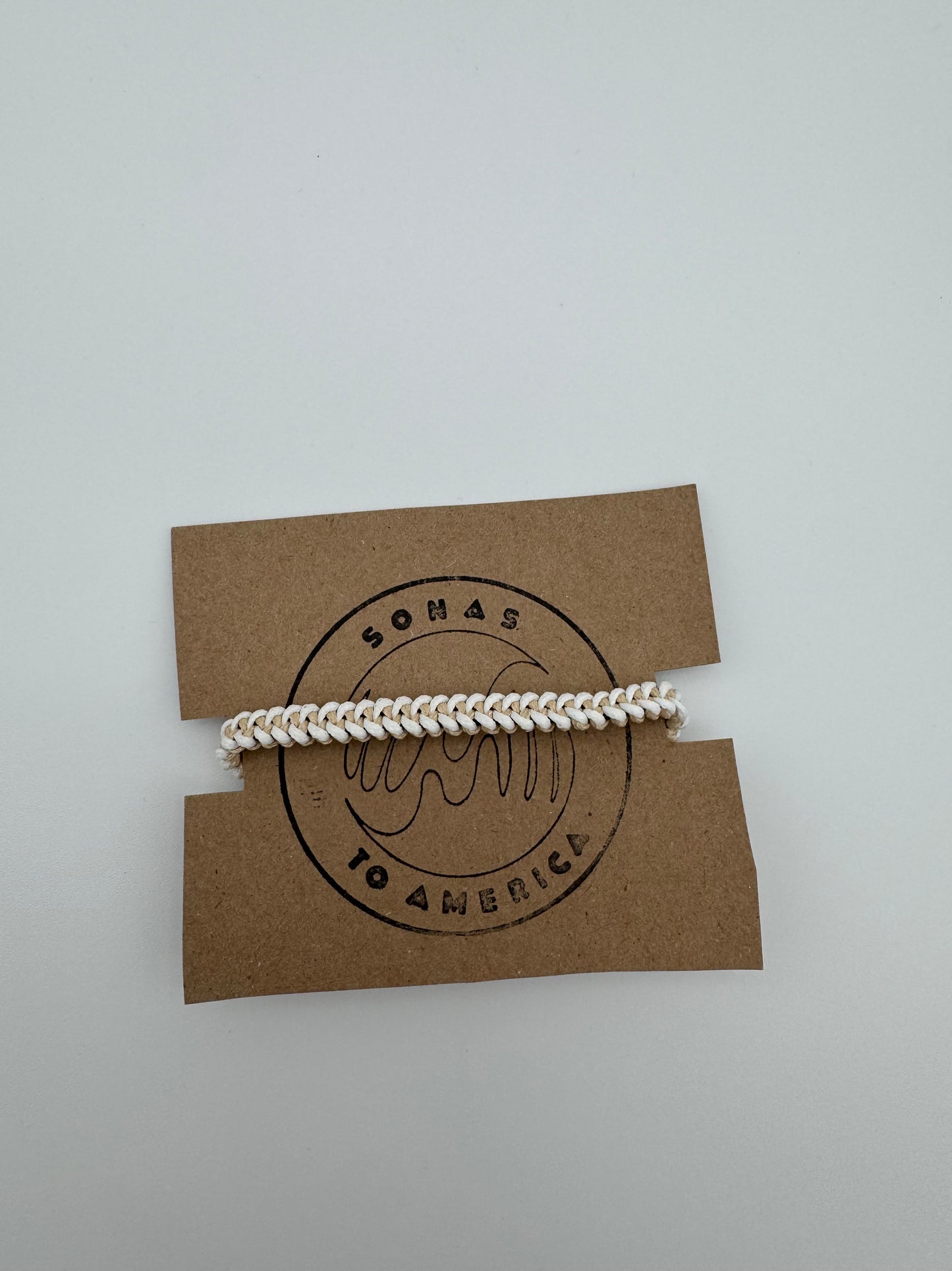 Tan and Off White Braided Bracelet