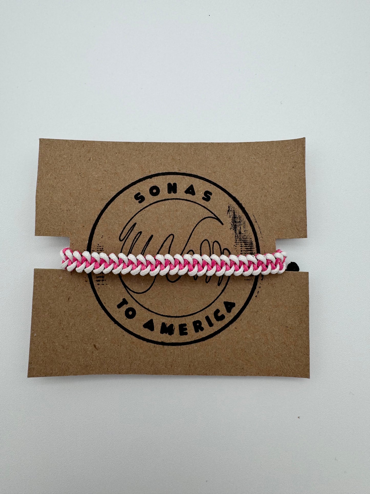 Pink and White Braided Bracelet