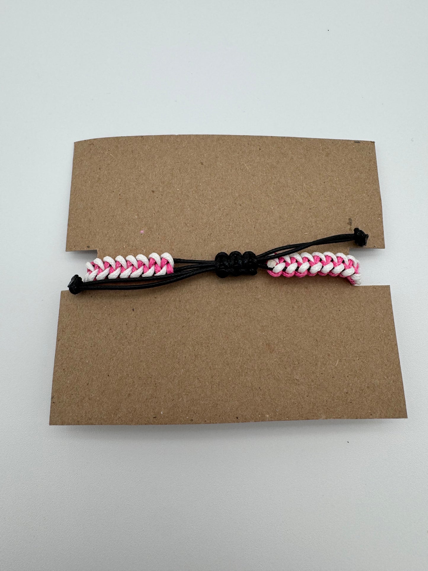 Pink and White Braided Bracelet