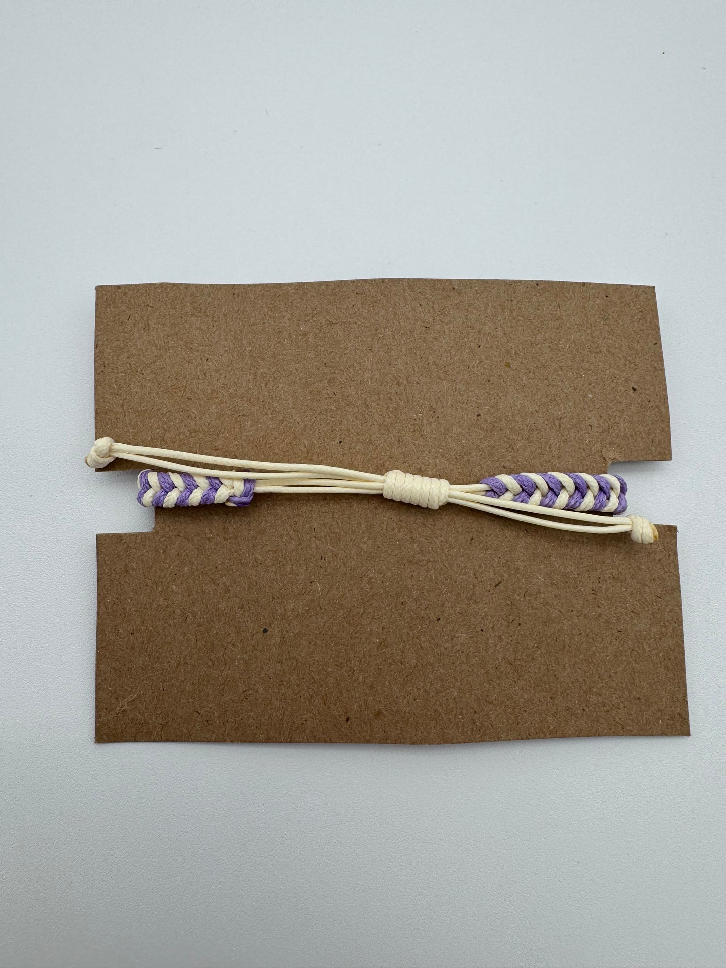 Purple and Off White Braided Bracelet