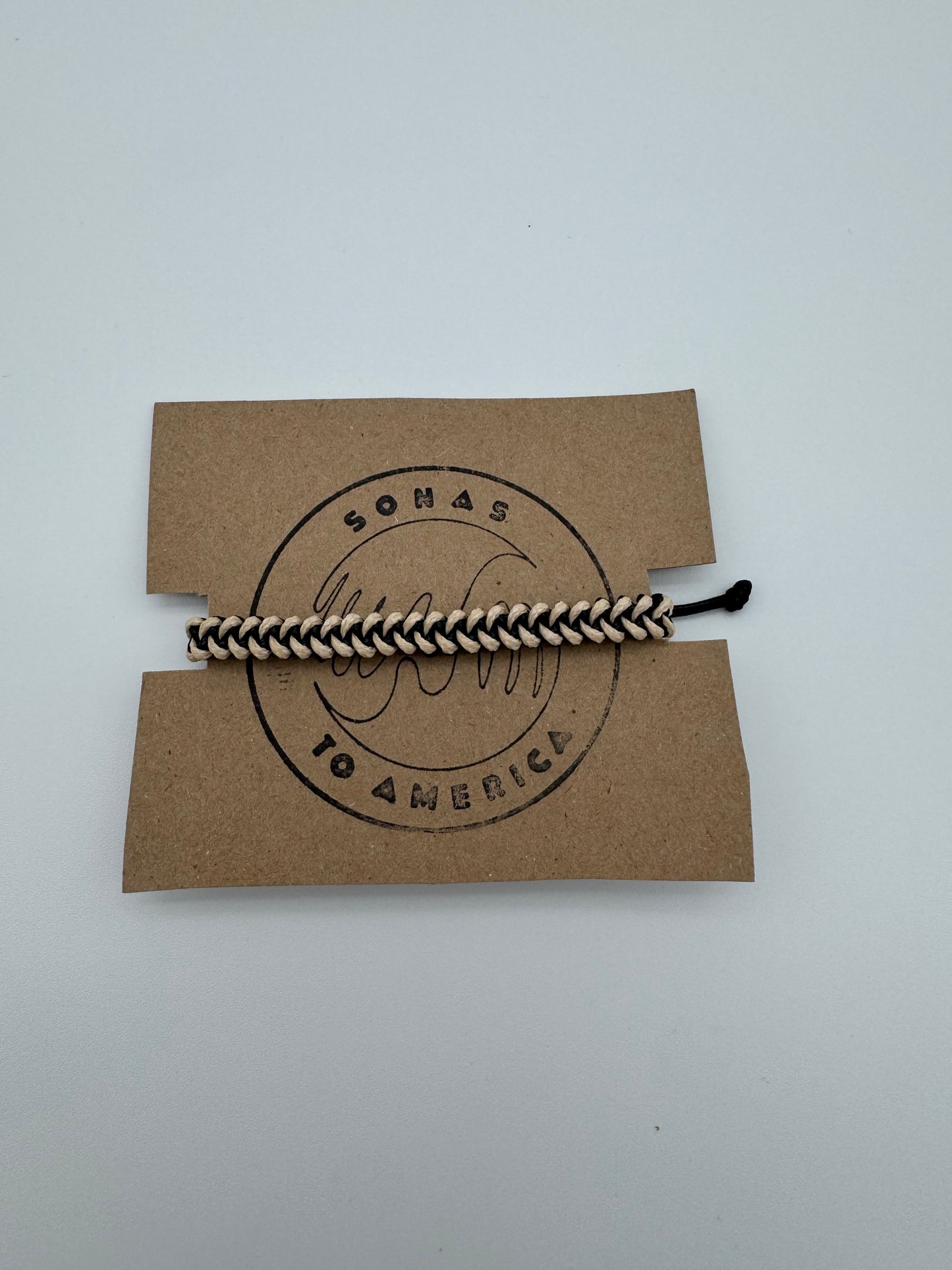 Brown and Off White Braided Bracelet
