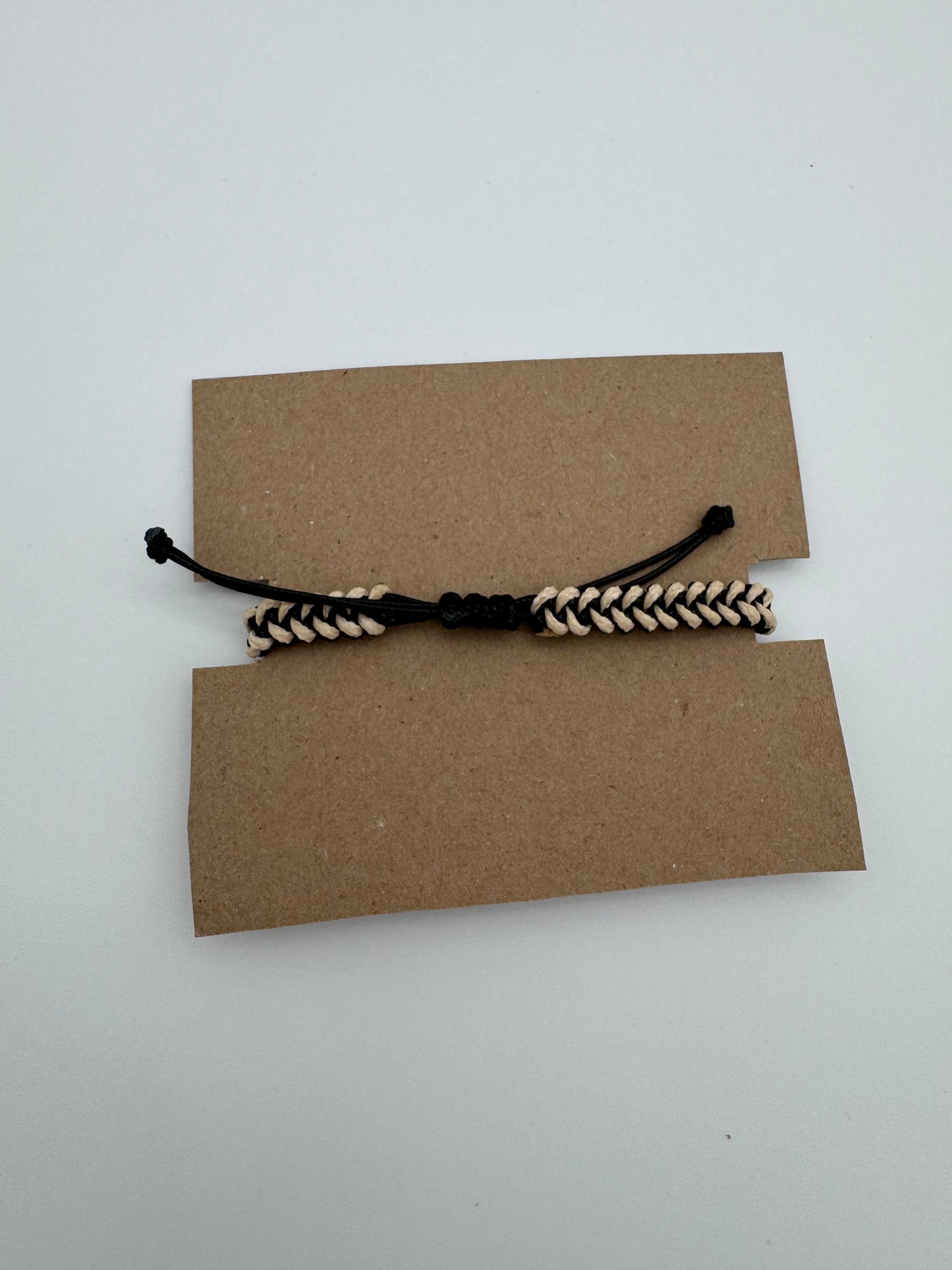Brown and Off White Braided Bracelet