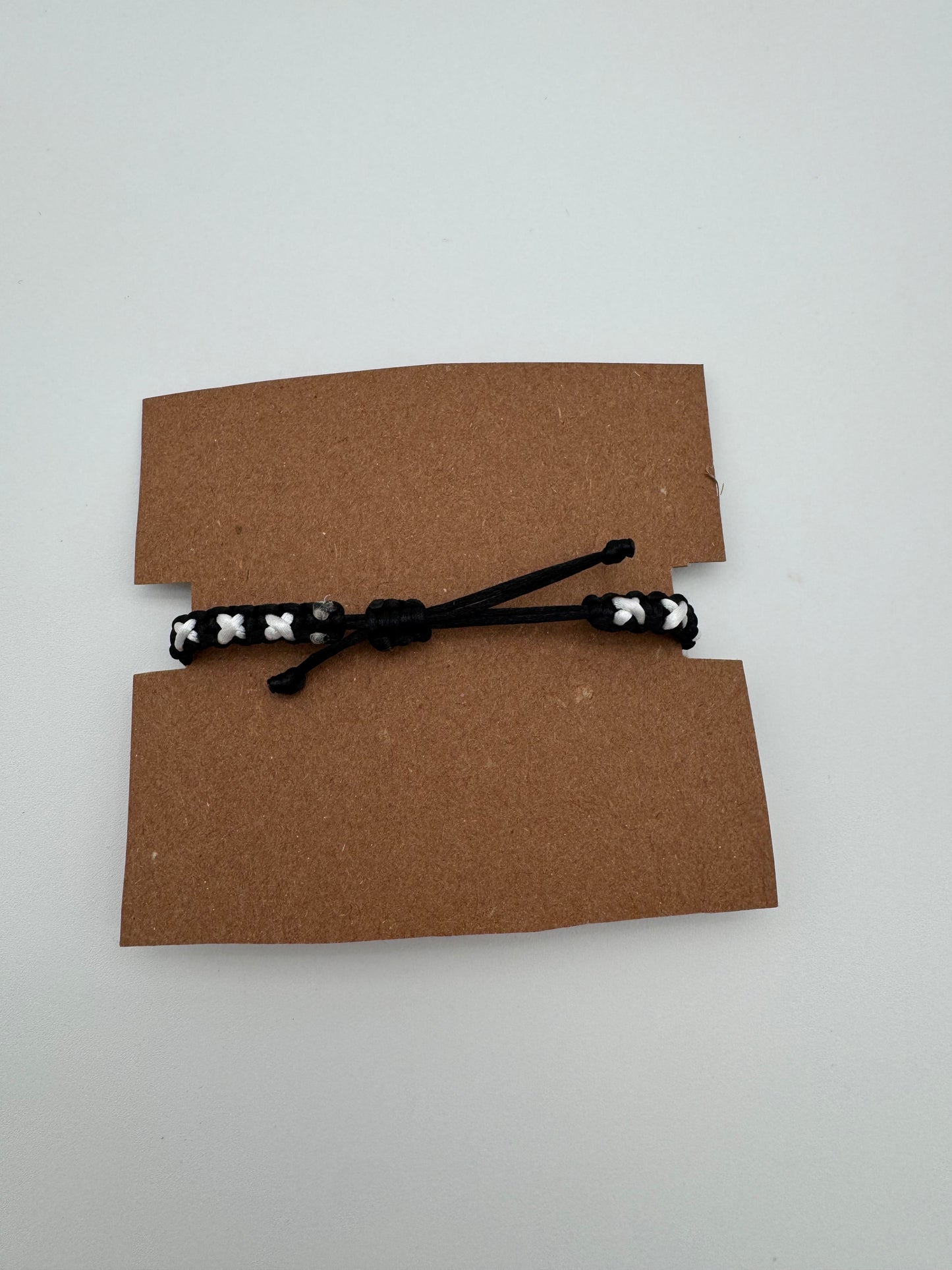 Black and Off White X style Braided Bracelet