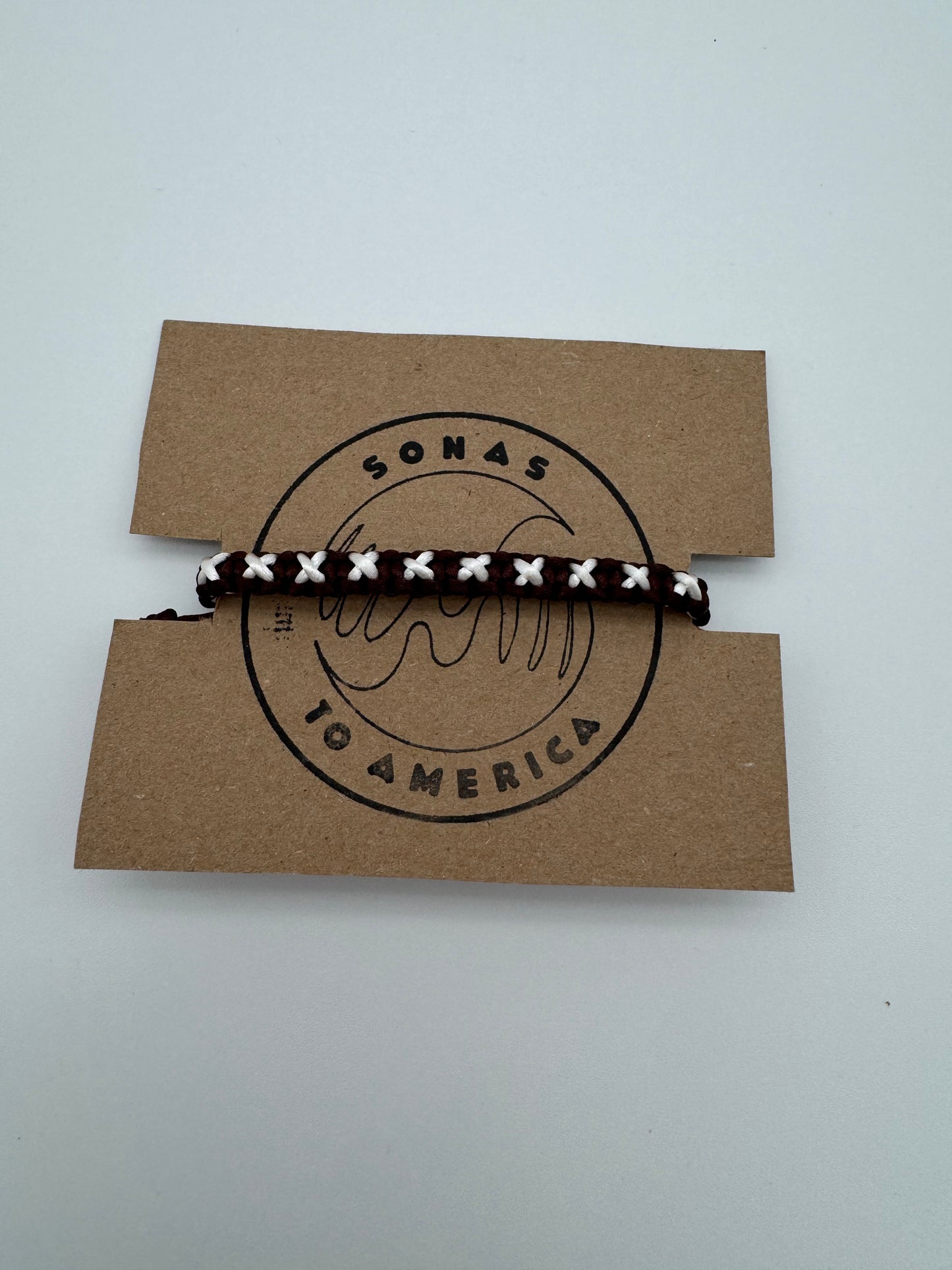 Brown and White X Style Braided Bracelet