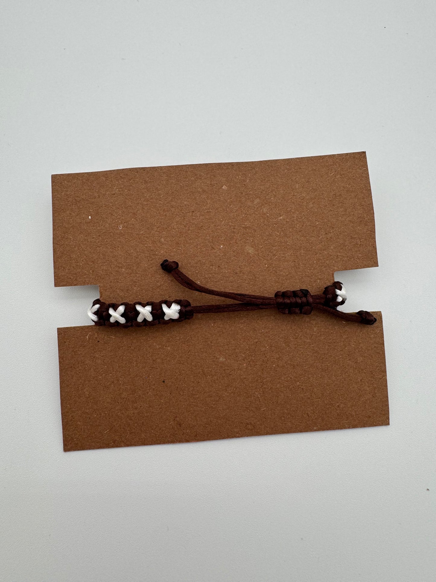 Brown and White X Style Braided Bracelet