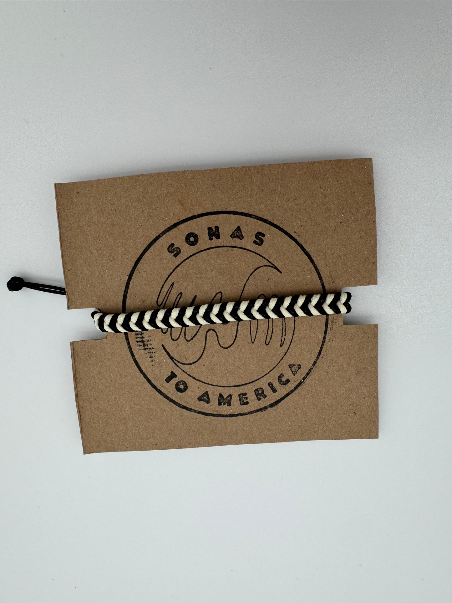 Black and Off White Braided Bracelet