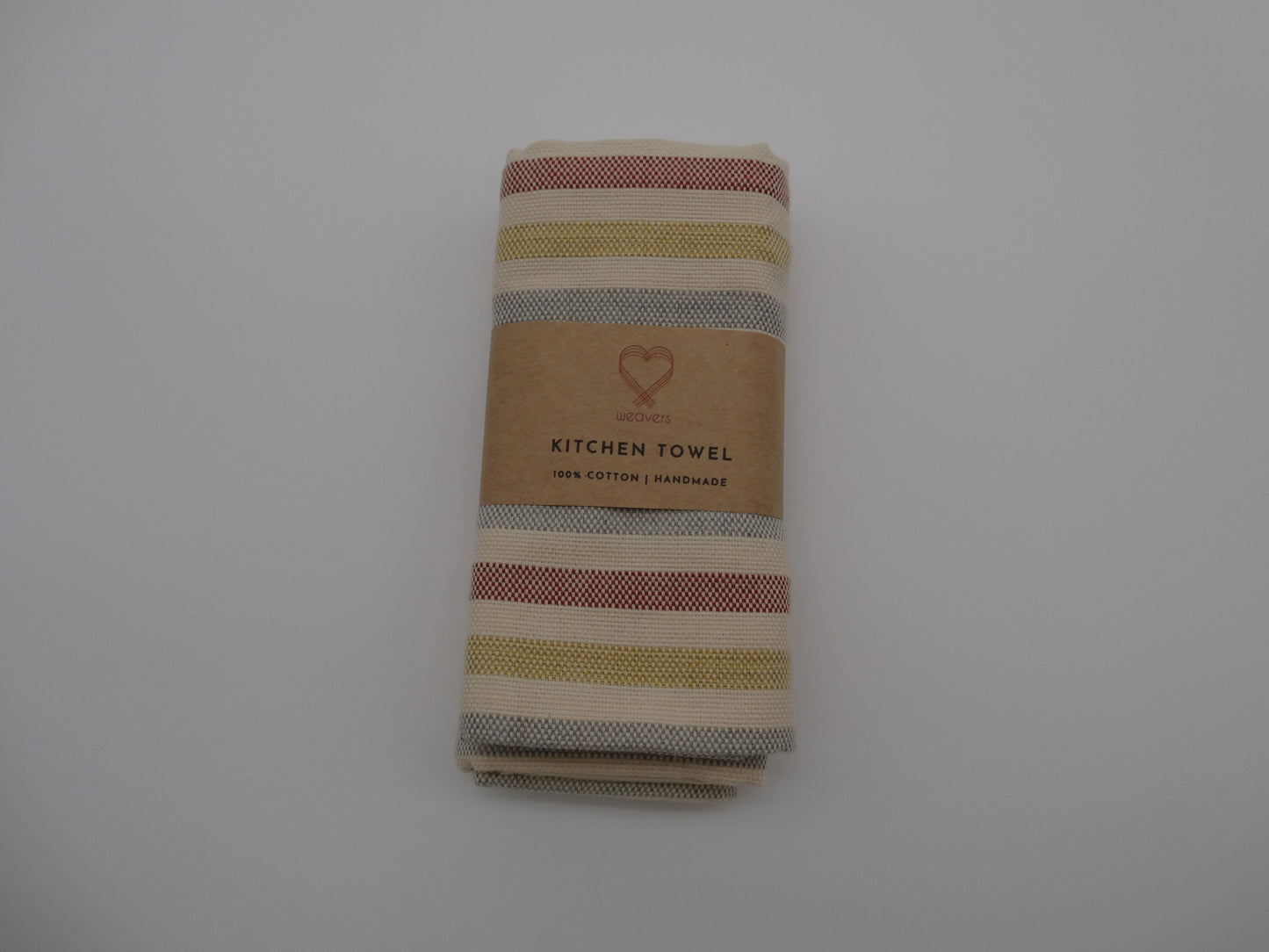 Yellow, Red, and Blue Striped Tea Towel