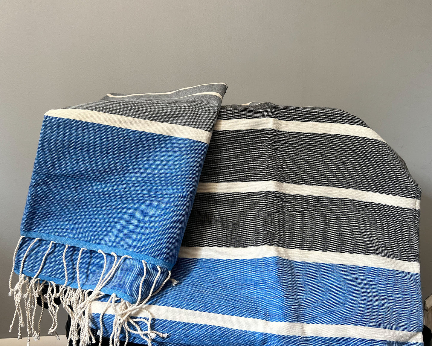 Blue and Grey Thick Stripe Beach Towel