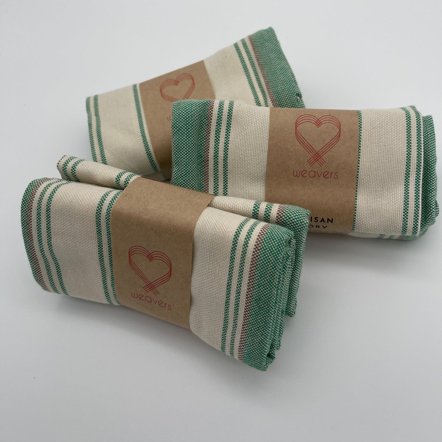 Kelly green Stripe Tea Towel Set