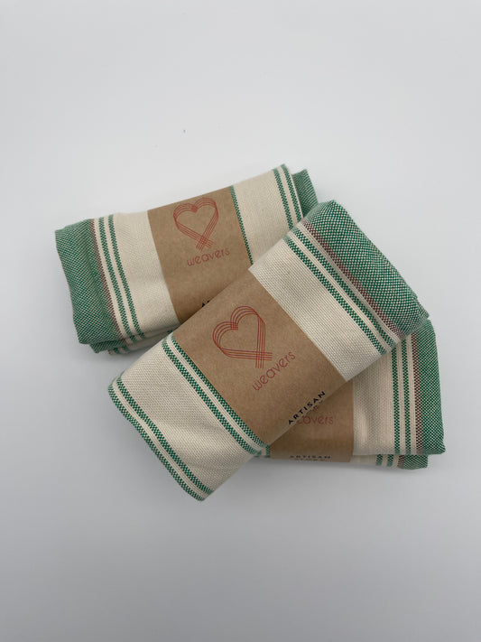 Green Balanced Striped Tea Towel