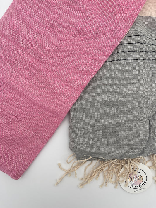 Pink and Grey color Block scarf