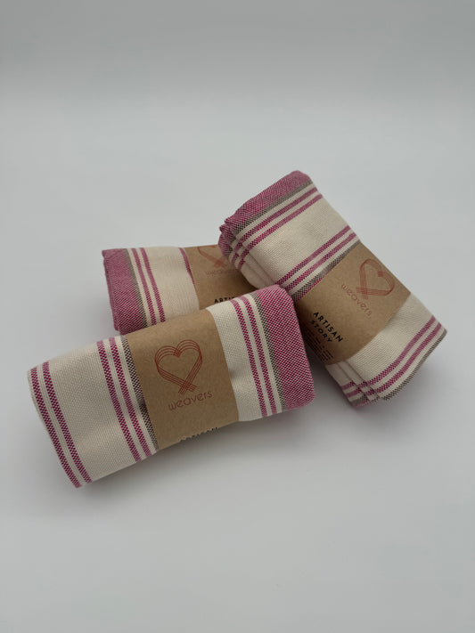 Pink Stripe Tea Towel Set