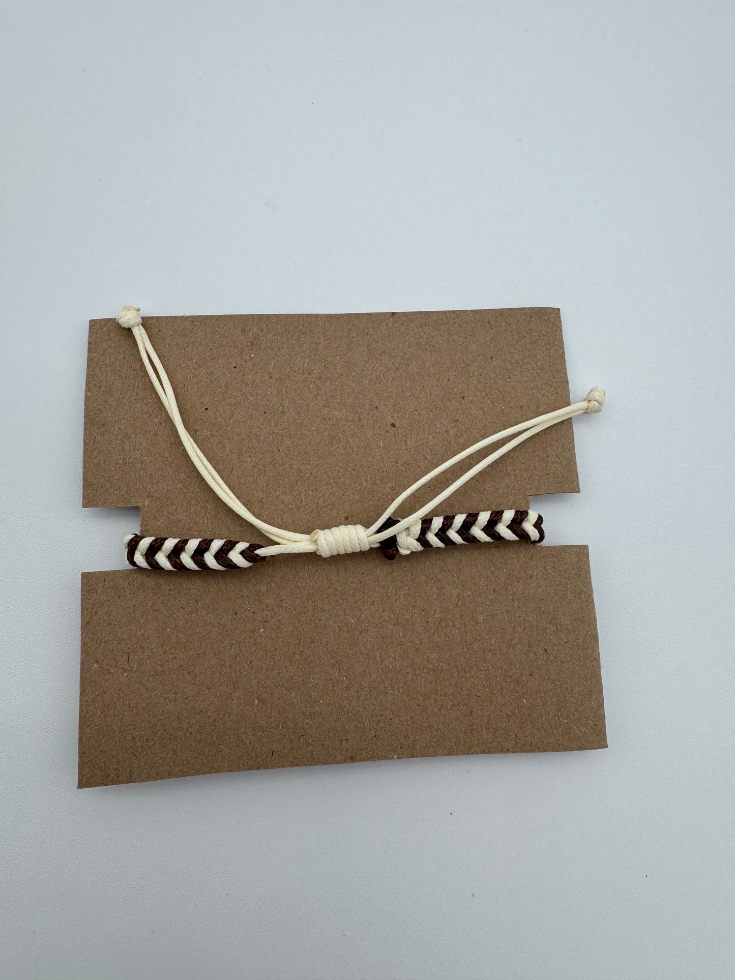 Off White and Brown Braided Bracelet