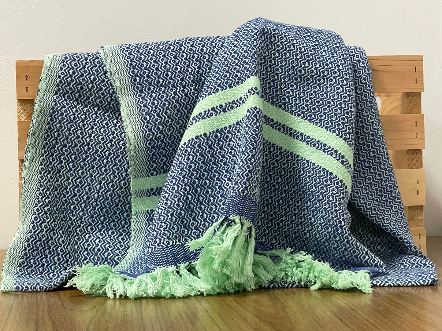 Blue and Mint Diamond Pattern Blanket